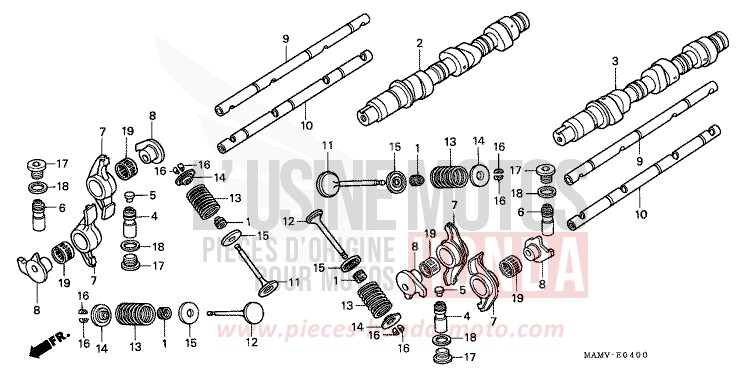 ARBRE A CAMES/SOUPAPE de Gold Wing Aspencade CANDY SPECTRA RED (R176) de 1997